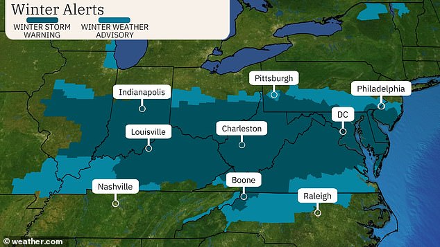 Much of the eastern US is under winter weather warnings as winter storm Blair heads towards the Atlantic coast