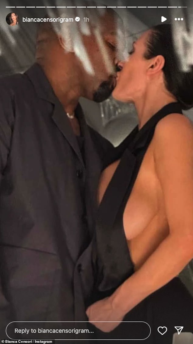 Bianca also shared a steamy kiss with Kanye in a photo shared to her Instagram Stories