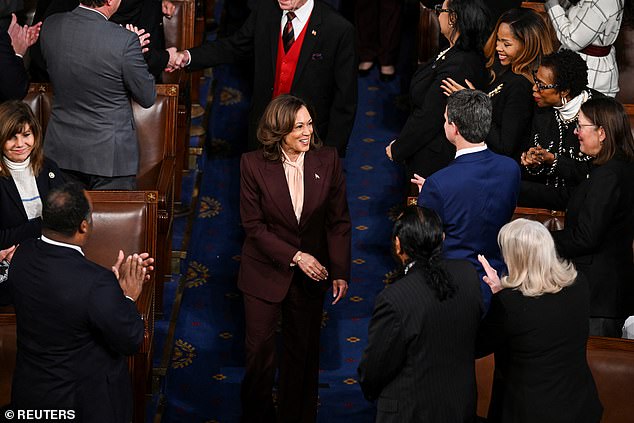 Vice President Kamala Harris is captured Monday as she arrives in the House chamber as she presides over the hearing to confirm the victory of her 2024 opponent, President-elect Donald Trump