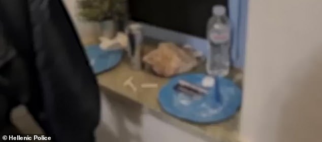 Greek police released a video of the raid on the luxury villa, showing powder on tables