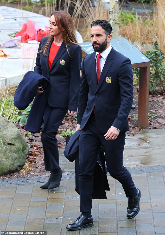 Ruben Amorim led his Man United team to the ceremony on Monday