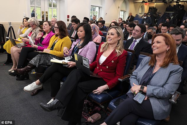 He wants to hold a weekly briefing at the White House to keep Americans informed of his deportation plan. Journalists are seen here in the James S. Brady Press Briefing Room