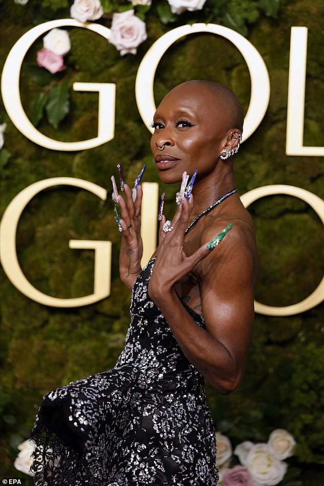 Cynthia Erivo's extraordinary nails took an entire afternoon of preparation for the Golden Globe Awards