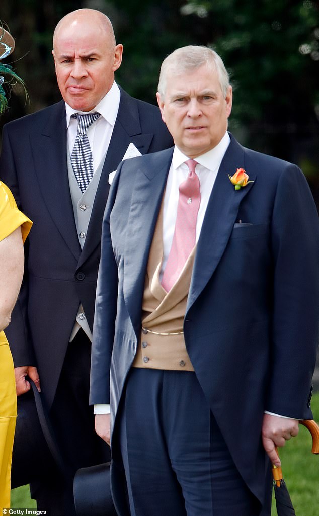 The Duke of York, 64, used the pseudonym 'Andrew Inverness' when he founded Naples Gold Limited with sports retail magnate Johan Eliasch in 2002 (pictured together at Royal Ascot in 2019)