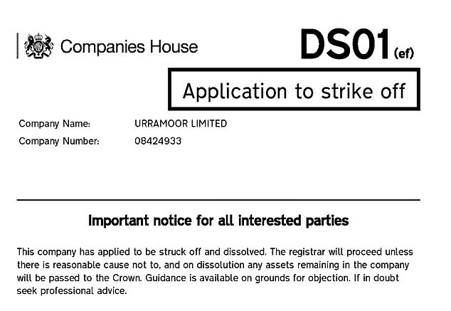 It comes after it emerged that the firm that managed Andrew's private investments, Urramoor Limited, had applied to be struck off and dissolved