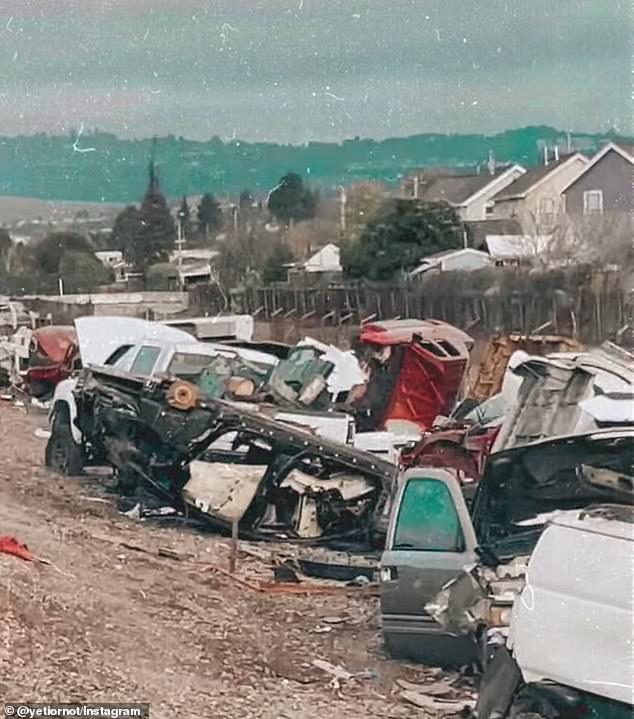 A huge 'graveyard' of dumped vehicles, including GMC and Ford pickups, vans, sedans and Chevrolet Tahoes, has occupied the area for years and has only gotten worse