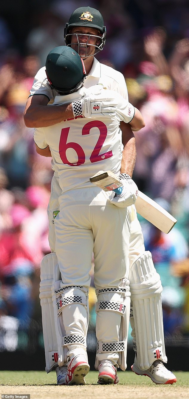 Webster also confirmed the teammate he partied hardest with in Sydney - fellow cult hero Travis Head (the pair are pictured, after the Aussies won the fifth test)