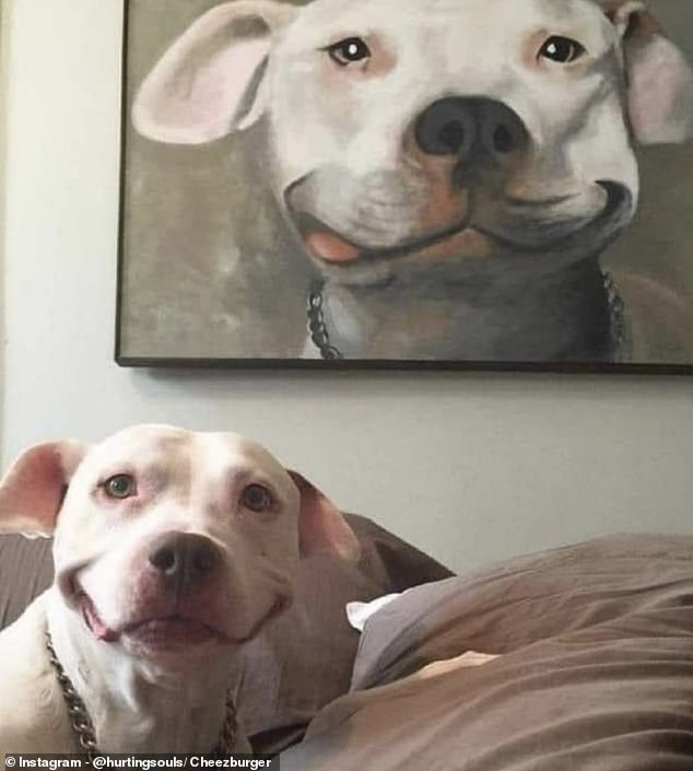 A proud owner had a huge painting of his dog framed on the wall. It's safe to say his pet was pleased with the outcome...