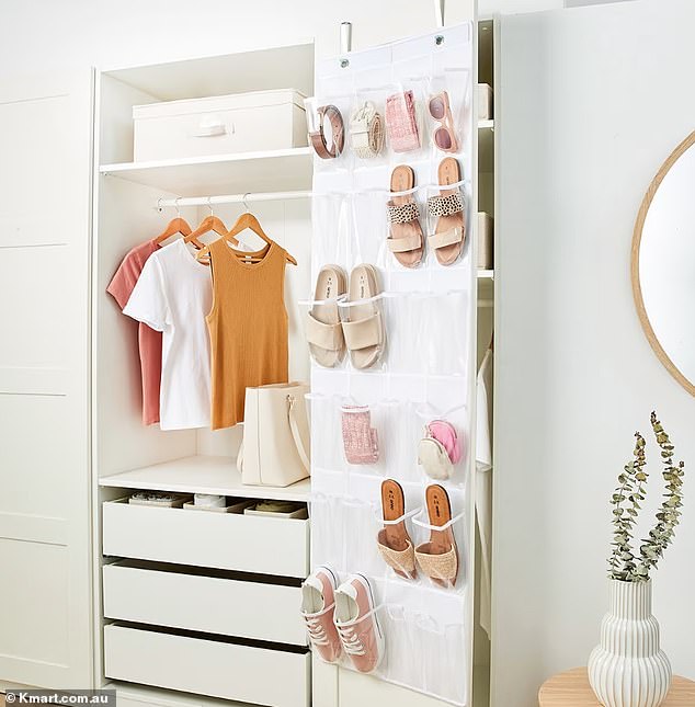 The Clear Shoe Storage Behind the Door ($8) is a foldable fabric curtain that can be mounted over closets and bedroom doors