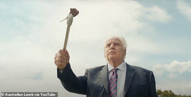 At the end of the clip, Lambassardor Sam Kekovich holds up a grilled lamb chop before joining it in the comments section