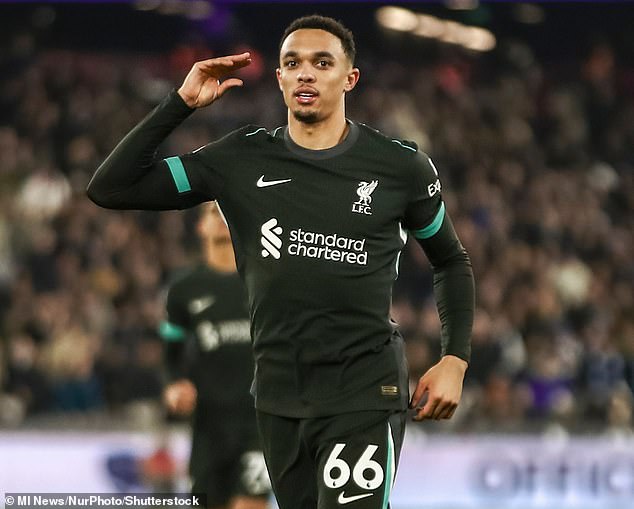 Alexander-Arnold appeared to mock the discussion about his future as he celebrated a goal