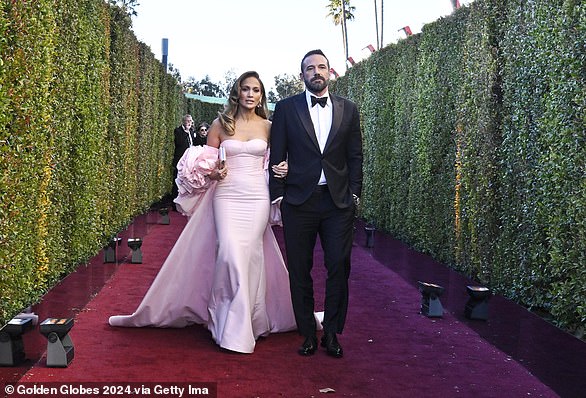 In 2021, Jennifer and Ben rekindled their romance and got engaged again in April 2022 (pictured at the Golden Globes in January 2024)