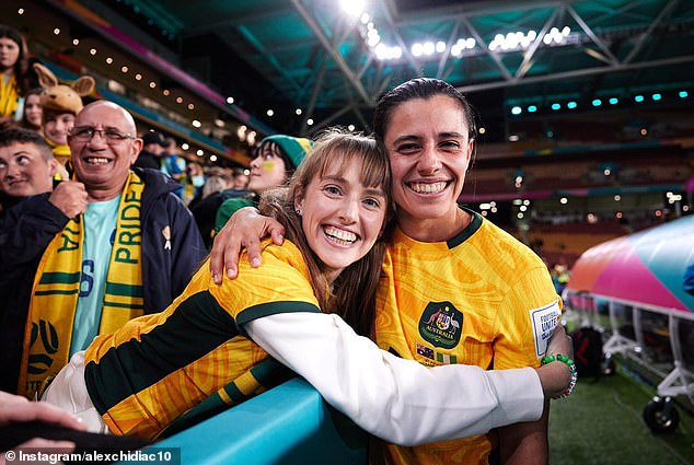 Alex Chidiac is pictured with her partner Erin, player relations manager for Professional Footballers Australia