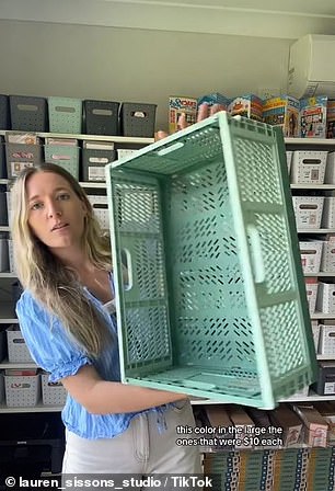 Lauren bought a stack of crates so she could keep her things organized at home.