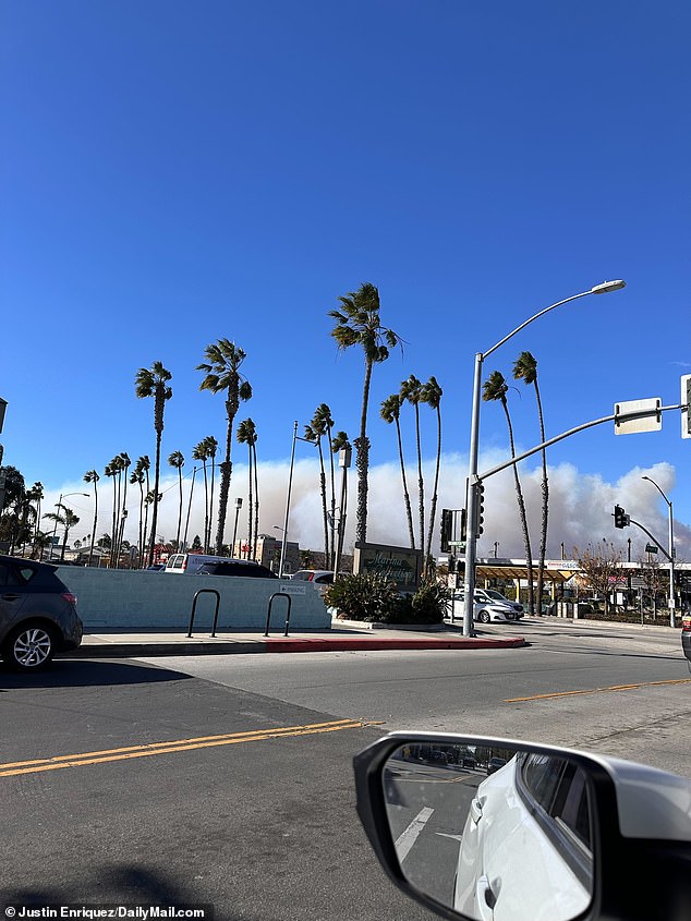 The smoke could be seen in the neighboring city of Marina Del Rey