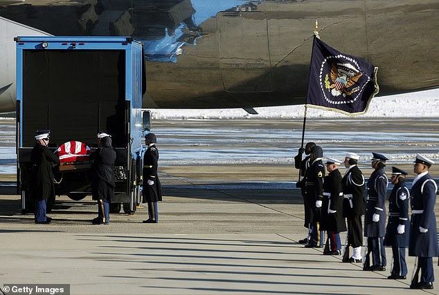 Former President Jimmy Carter's casket arrives at Joint Base Andrews on January 7