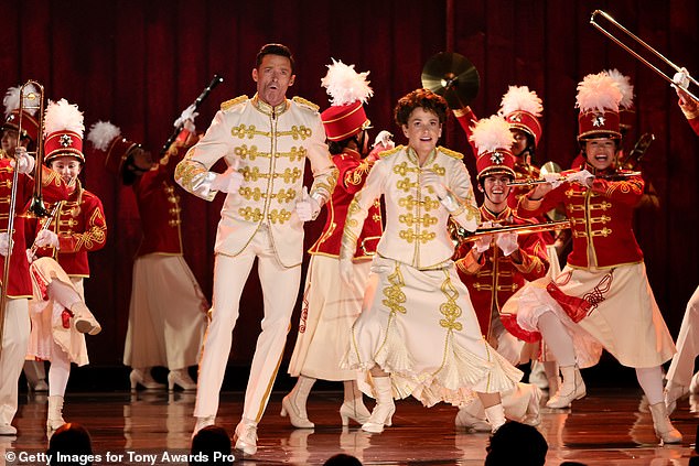 Co-stars Jackman, 56, and Foster, 49, in Broadway's The Music Man in 2022, which ended its two-year run in January 2023