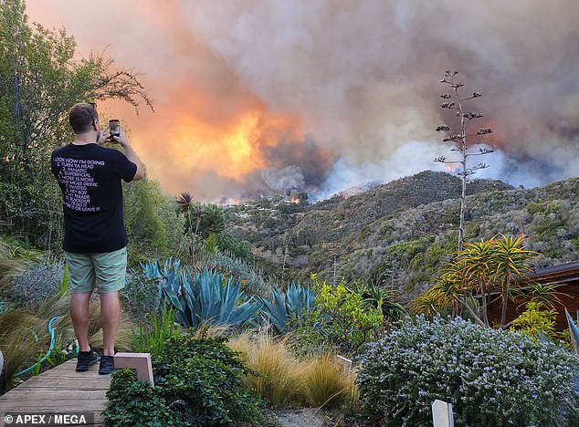 Spencer documented firefighters' efforts to contain the blaze with a video posted to his Instagram stories