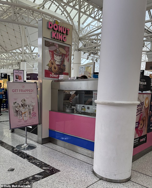 He also jumped over the counter to gain access to the Donut King store (pictured)