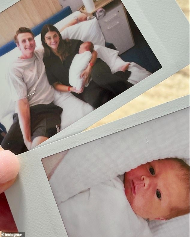 A third showed a photo of Bub next to a photo of the proud parents beaming broadly