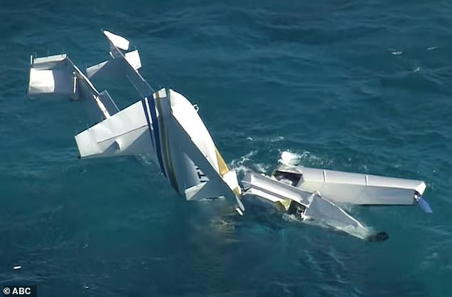 The photo shows the mangled wreckage of the privately owned Cessna 208 on Tuesday