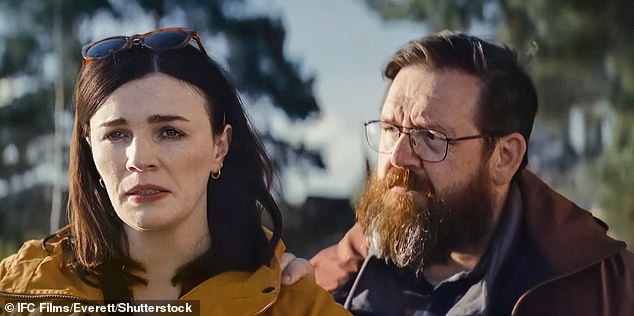 The actress, 40, didn't realize the severity of her injury when she hurt herself while filming Get Away (pictured with Nick Frost). For three years she suffered from excruciating migraines