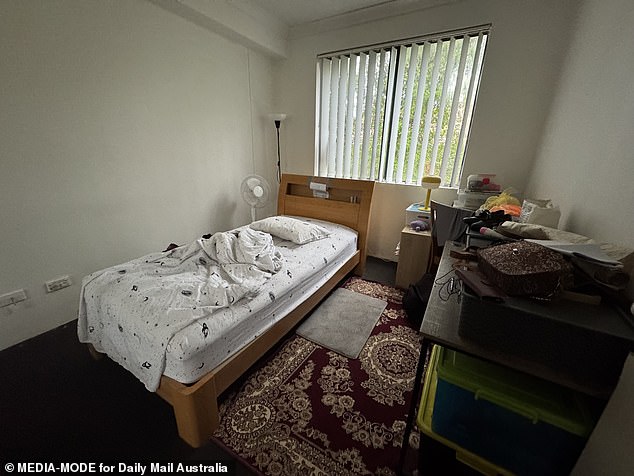 In the photo you see Samia's bedroom. There was a pile of clothes under her duvet when Daily Mail Australia visited the house on Wednesday