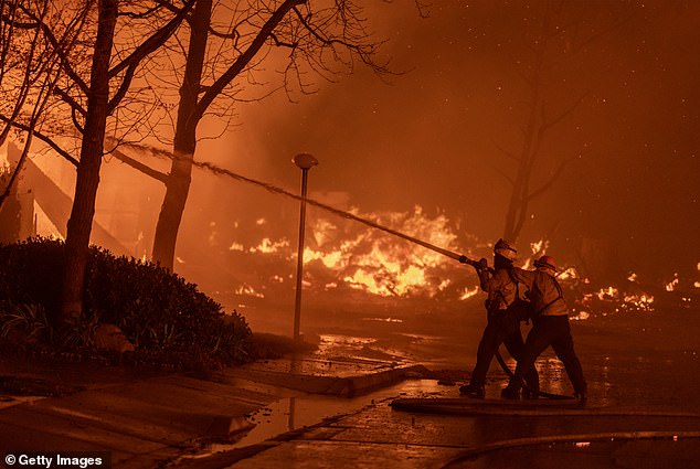 In addition to the Palisades, the Hurst Fire is burning across 500 acres just north of San Fernando, and the Eaton Fire in Altadena, seen here, has burned 1,000 acres.