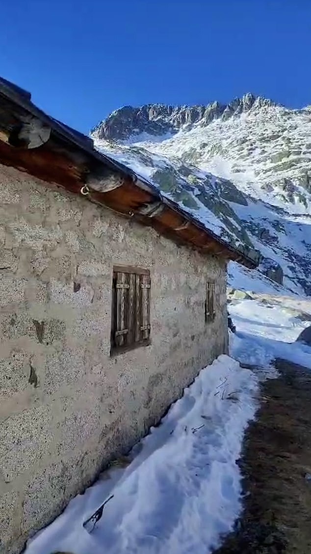 An image of the mountain hut where the men stayed was included in Aziz's video