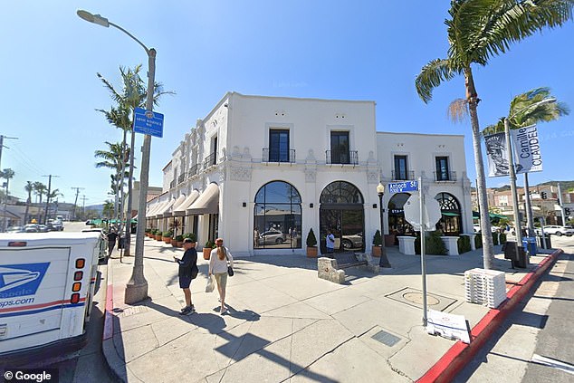 The same building is pictured before it was destroyed by flames that destroyed the chic enclave