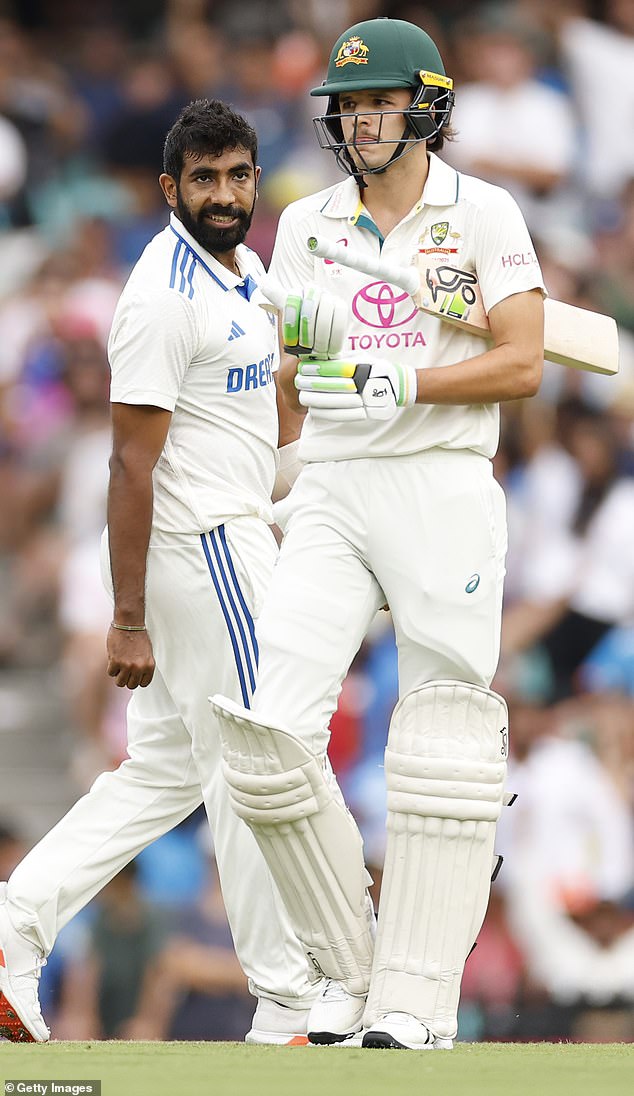 Konstas has expressed regret over his confrontation with pacer Jasprit Bumrah (pictured) during the Sydney Test