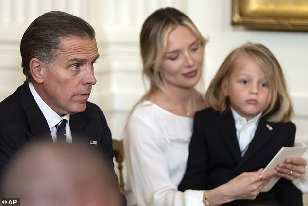 Hunter Biden with his wife Melissa and their son Beau at the White House on January 2. President Biden said in his January 5 interview that his son is 'doing very well'