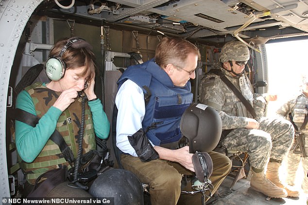 Williams (center) previously used his platform to claim that a helicopter he was traveling in while reporting on the war was 