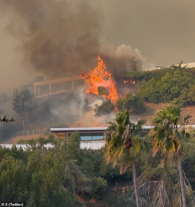 The Oscar-nominated actor posted several messages on X/Twitter detailing the damage as a fast-moving wildfire approached his home. He fled, but the house was destroyed