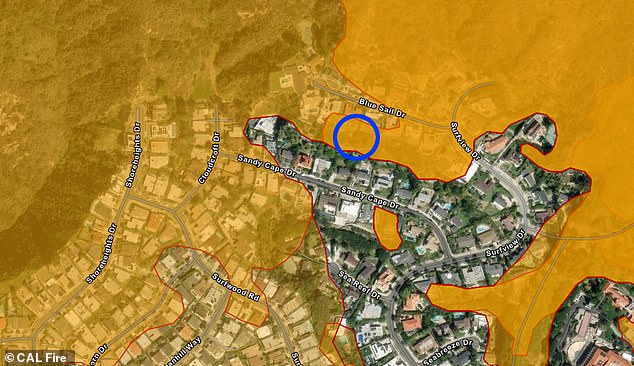 While it is unknown if Perry's former home burned down, Cal Fire's live map shows the neighborhood is within the 