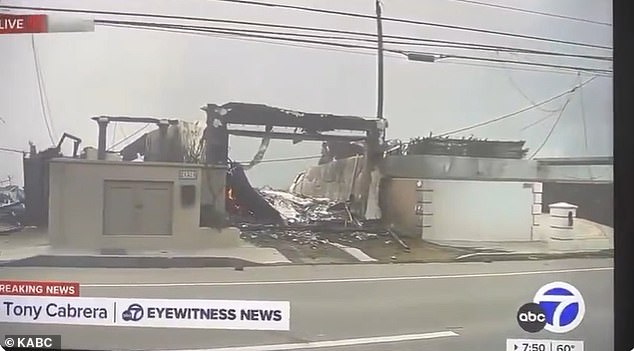 Hilton shared with her followers a television report she recorded documenting the damage to her oceanfront Malibu home