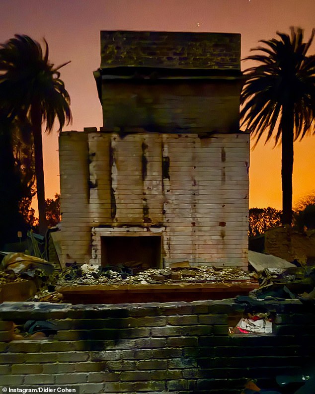 One confronting photo captured a raging fire that brutally tore his property to the ground, and another showed the ash remains from where the large property once stood.