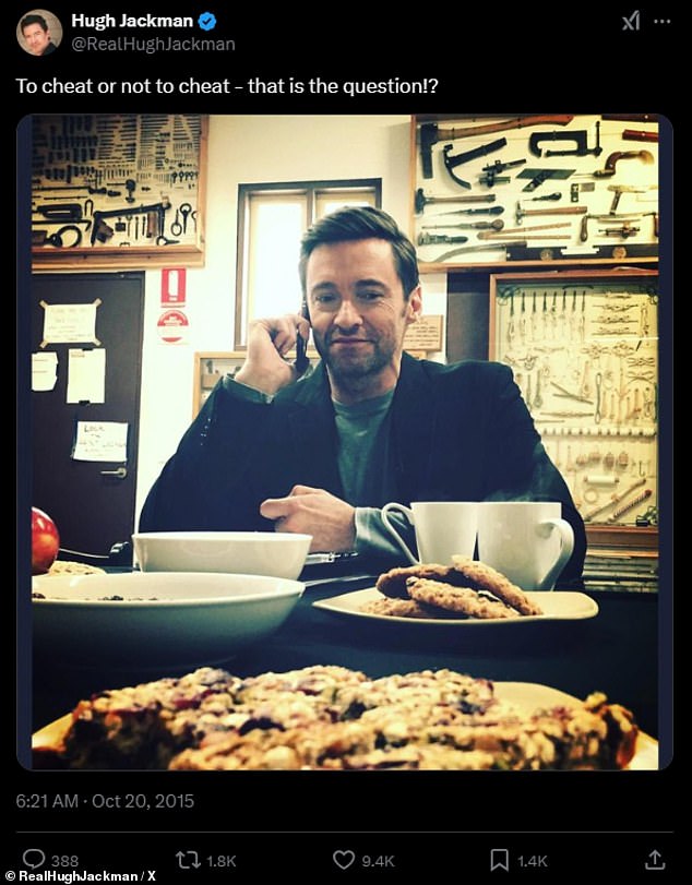 In 2015, he took to X to post a photo of himself sitting on a table while staring at a plate of cookies. 'To cheat or not, that is the question!?' he wrote next to the image