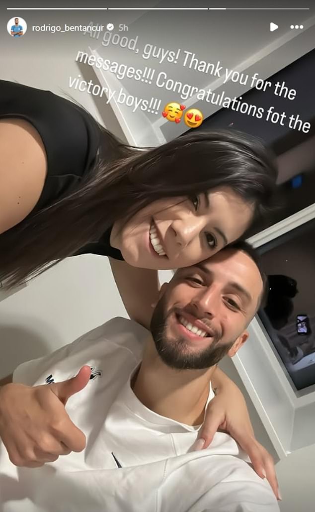 Bentancur has given a health update from his hospital bed in which he laughs with his long-term partner Melany La Banca as he stated that he is doing well