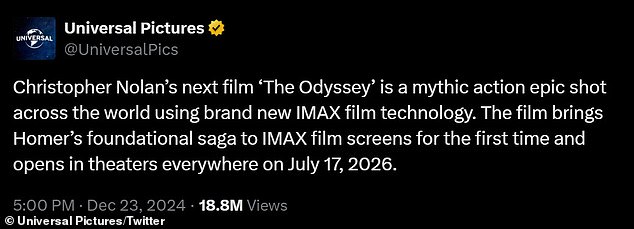 Anne Queen of Ithica is rumored to be playing Penelope in Christopher Nolan's film adaptation of Homer's The Odyssey, which is expected to open early this year.