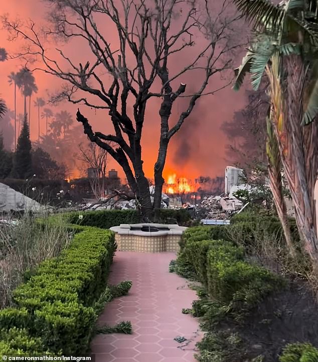 On Wednesday, the actor took to his main Instagram page as he walked up a path to what would have been the front entrance of his home, which had completely burned down.