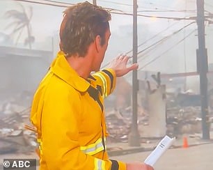 When he turned around, wooden clamps could be seen securing his ill-fitting ABC News jacket