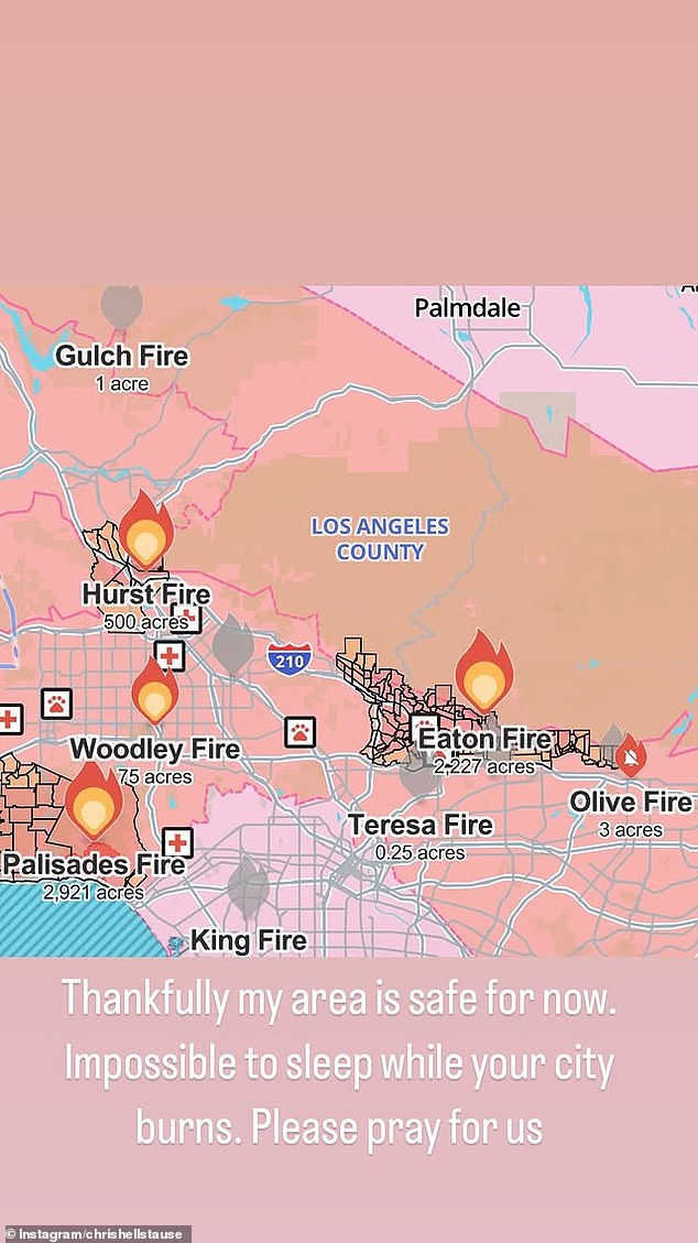 Chrishell Stause keeps her family, friends and fans updated on her whereabouts and safety via her Instagram Stories. She has now been evacuated from her home
