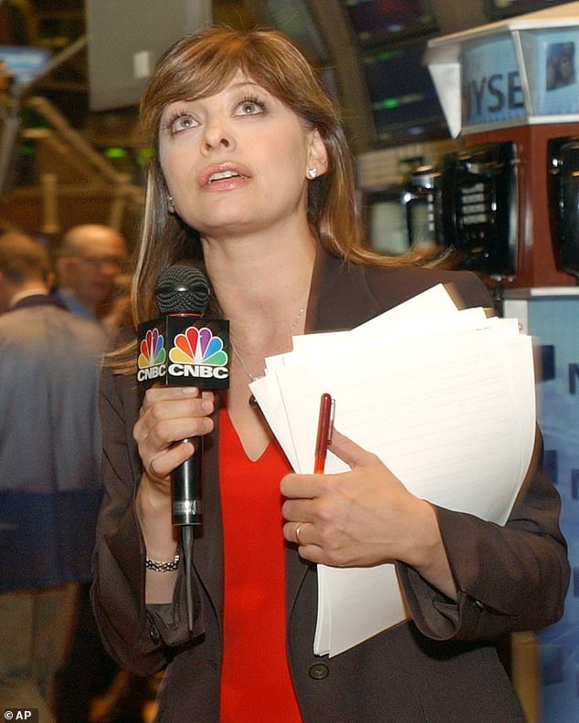 CNBC reporter Maria Bartiromo delivers her final report from the floor of the New York Stock Exchange shortly after the opening bell, Friday, May 14, 2004