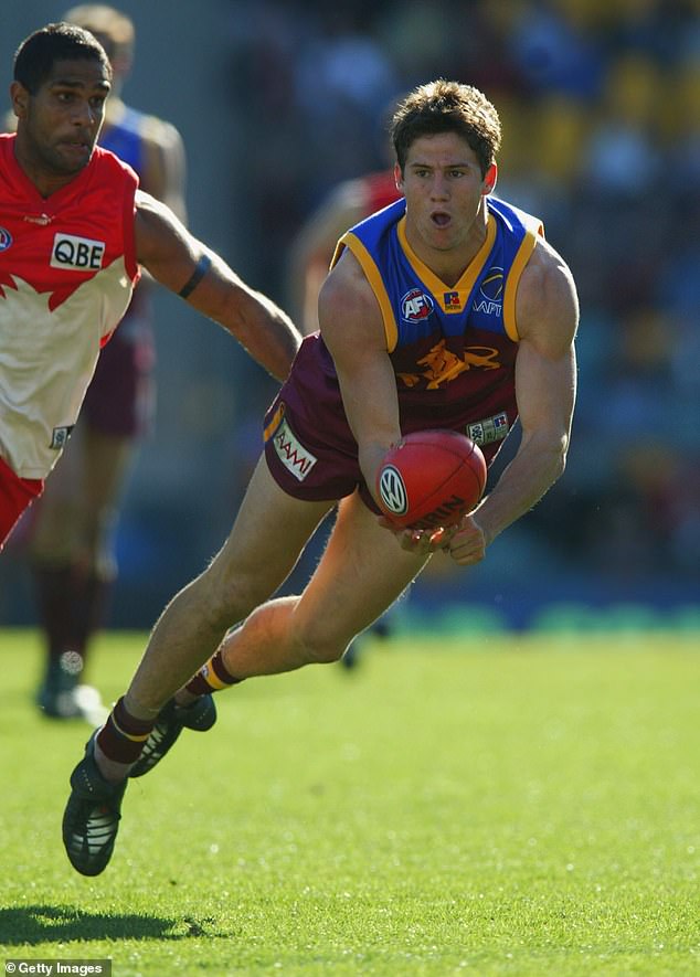 The Lions star (pictured playing for Brisbane in 2002) has had surgery to repair his broken ribs and broken and dislocated arm