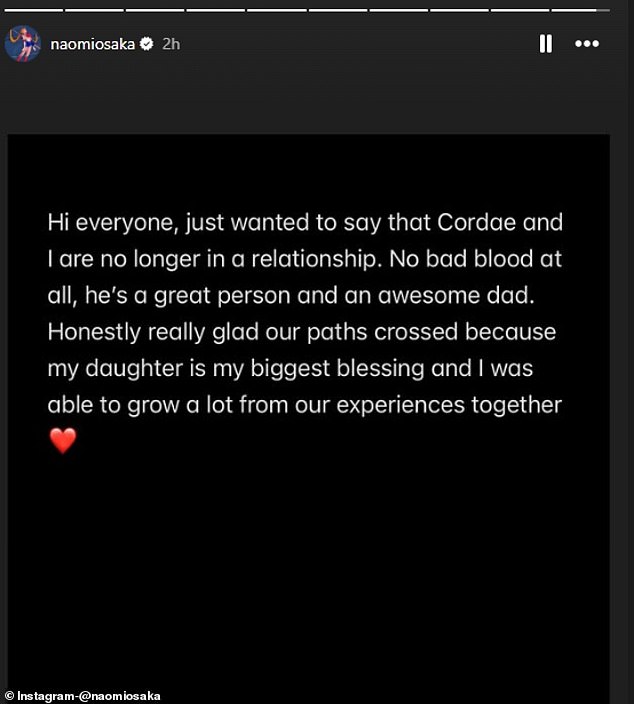 She shared the news of the breakup with fans by posting a statement on her Instagram page