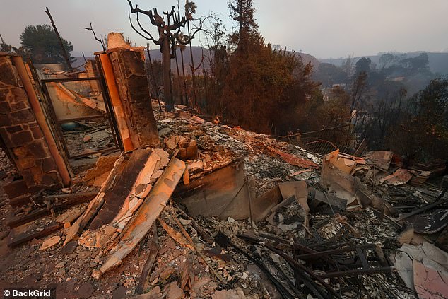 The couple's home is one of many destroyed by the flames, with some of Hollywood's biggest stars finding their homes reduced to ash and rubble