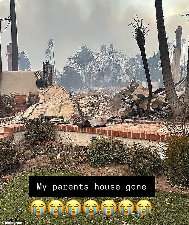 Spencer's parents' home was also destroyed by the fire