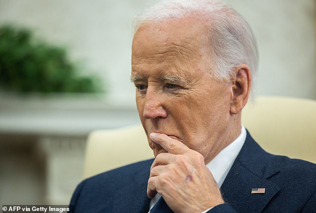 President Joe Biden holds a bilateral meeting with Cypriot President Nikos Christodoulides (off-screen) in the Oval Office of the White House in Washington, DC, on October 30, 2024