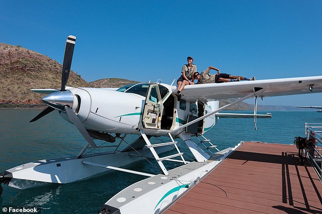 Ms Cloeraine (left) paid tribute to her partner's love of adventure and passion for seaplanes (right)